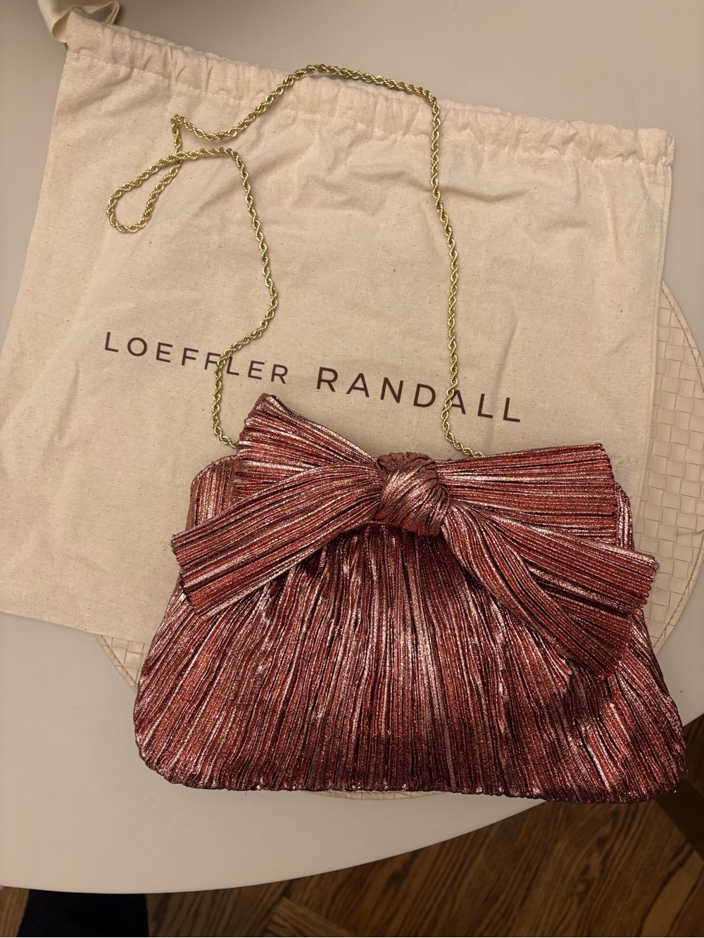 Loeffler Randall Randall Rayne Bow Clutch - Rosegold (sold out color)